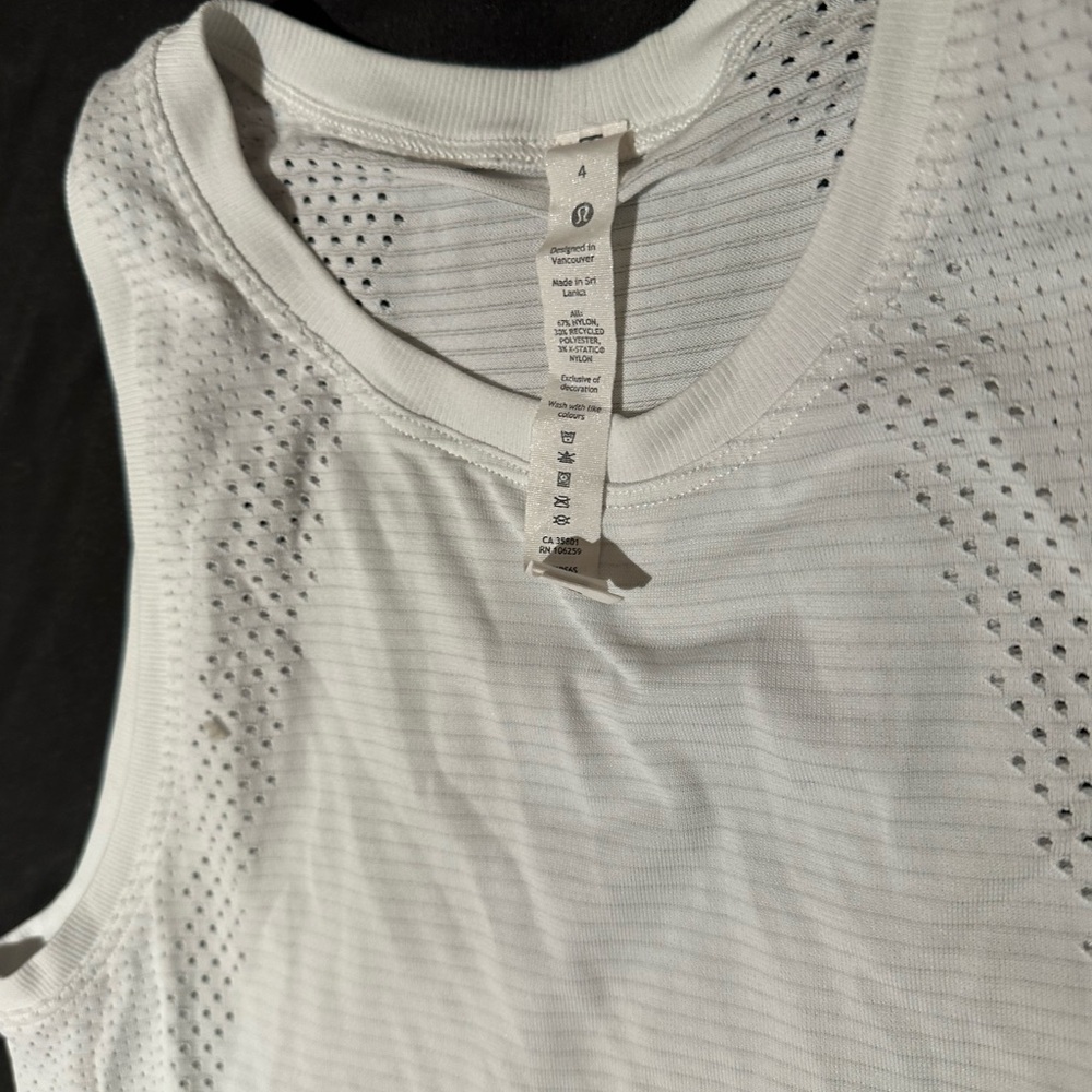 Lululemon Athletica White Sleeveless Tank Top